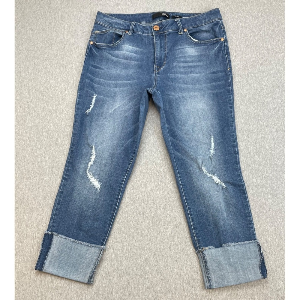 1822 Jeans Womens 14 Blue Cotton Blend Stretch Aylor Cuffed Mid-Rise Capri